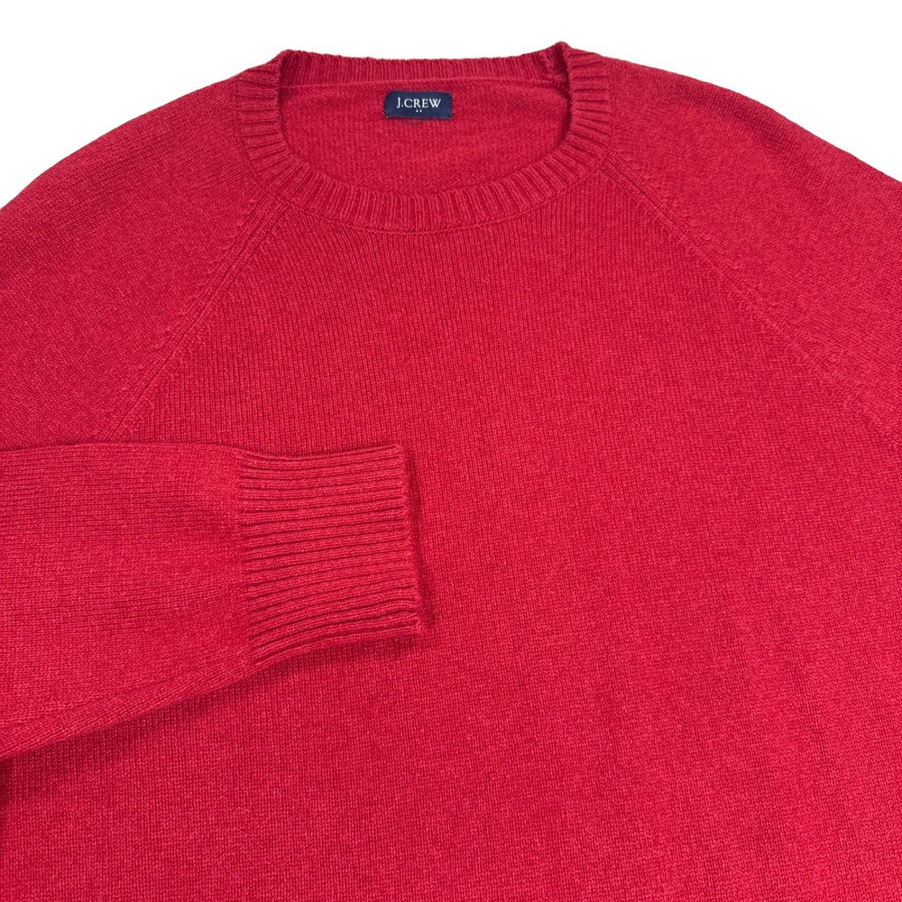 J. CrewSweater Men's Medium Red Lambswool Blend Crew Neck Pullover